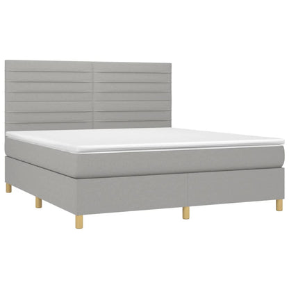 Letto a Molle Materasso e LED Grigio Chiaro 180x200 cm Tessuto - homemem39