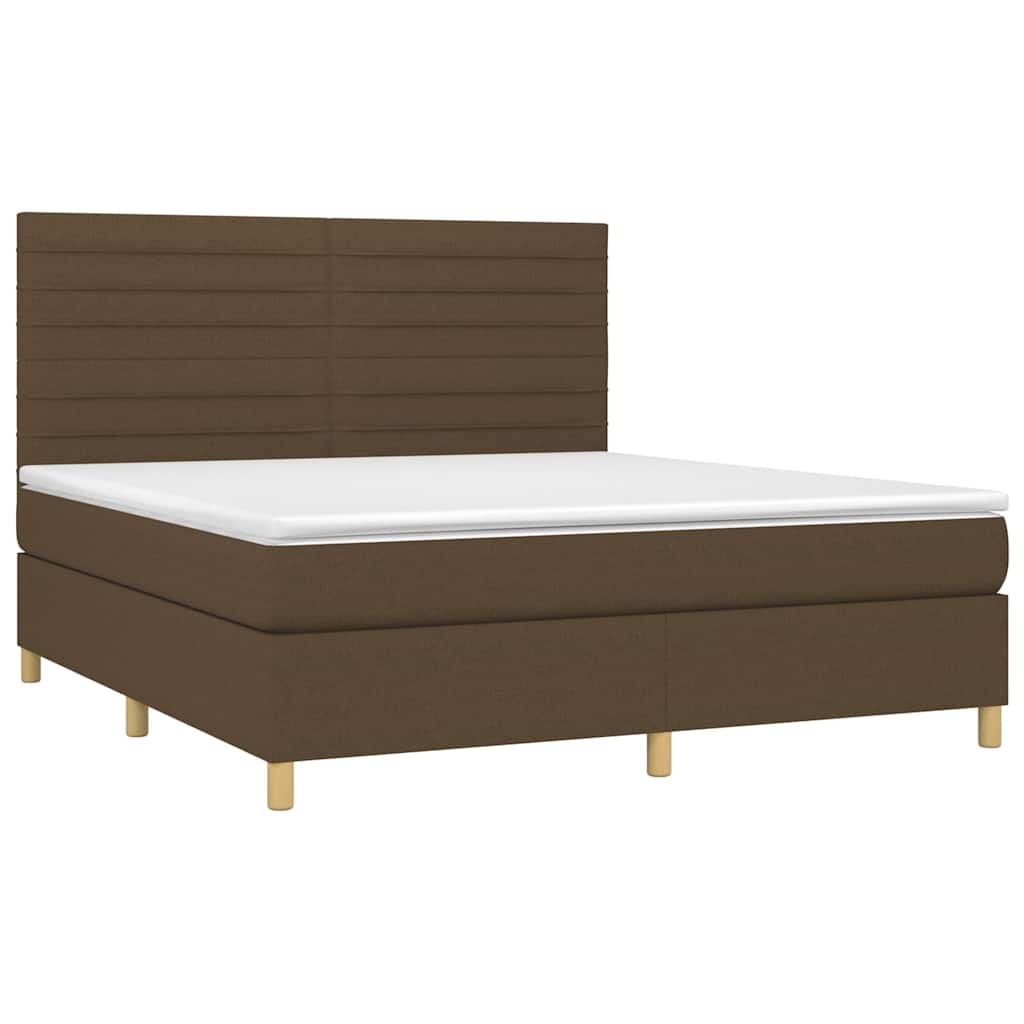 Letto a Molle Materasso e LED MarroneScuro 180x200cm in Tessuto | homemem39