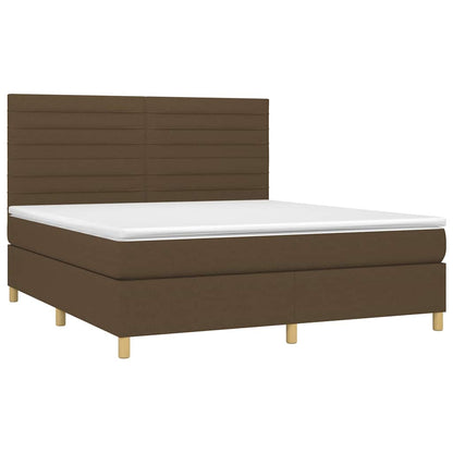 Letto a Molle Materasso e LED MarroneScuro 180x200cm in Tessuto | homemem39