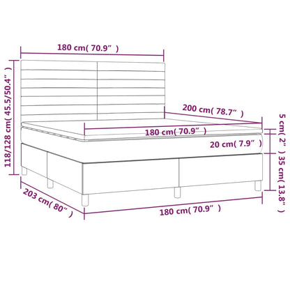 Letto a Molle con Materasso e LED Crema 180x200 cm in Tessuto | homemem39