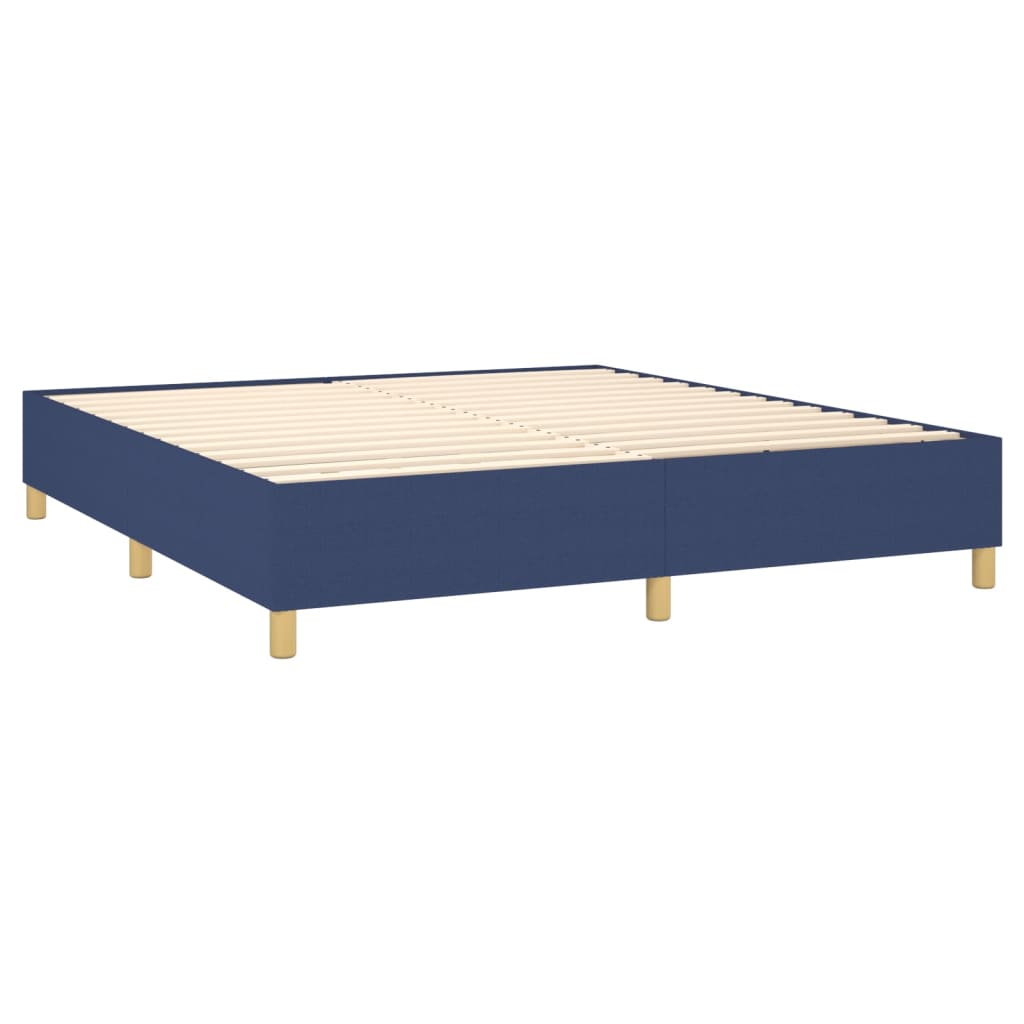 Letto a Molle con Materasso e LED Blu 180x200 cm in Tessuto | homemem39