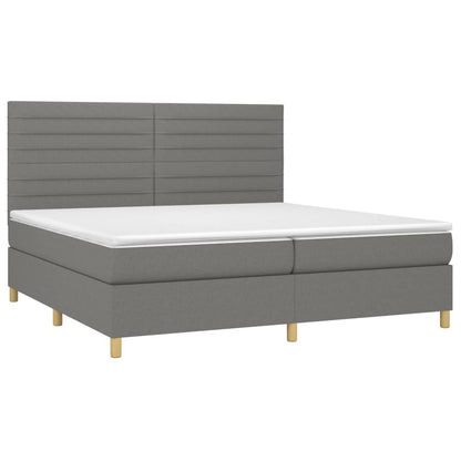 Letto a Molle Materasso e LED Grigio Scuro 200x200cm in Tessuto - homemem39