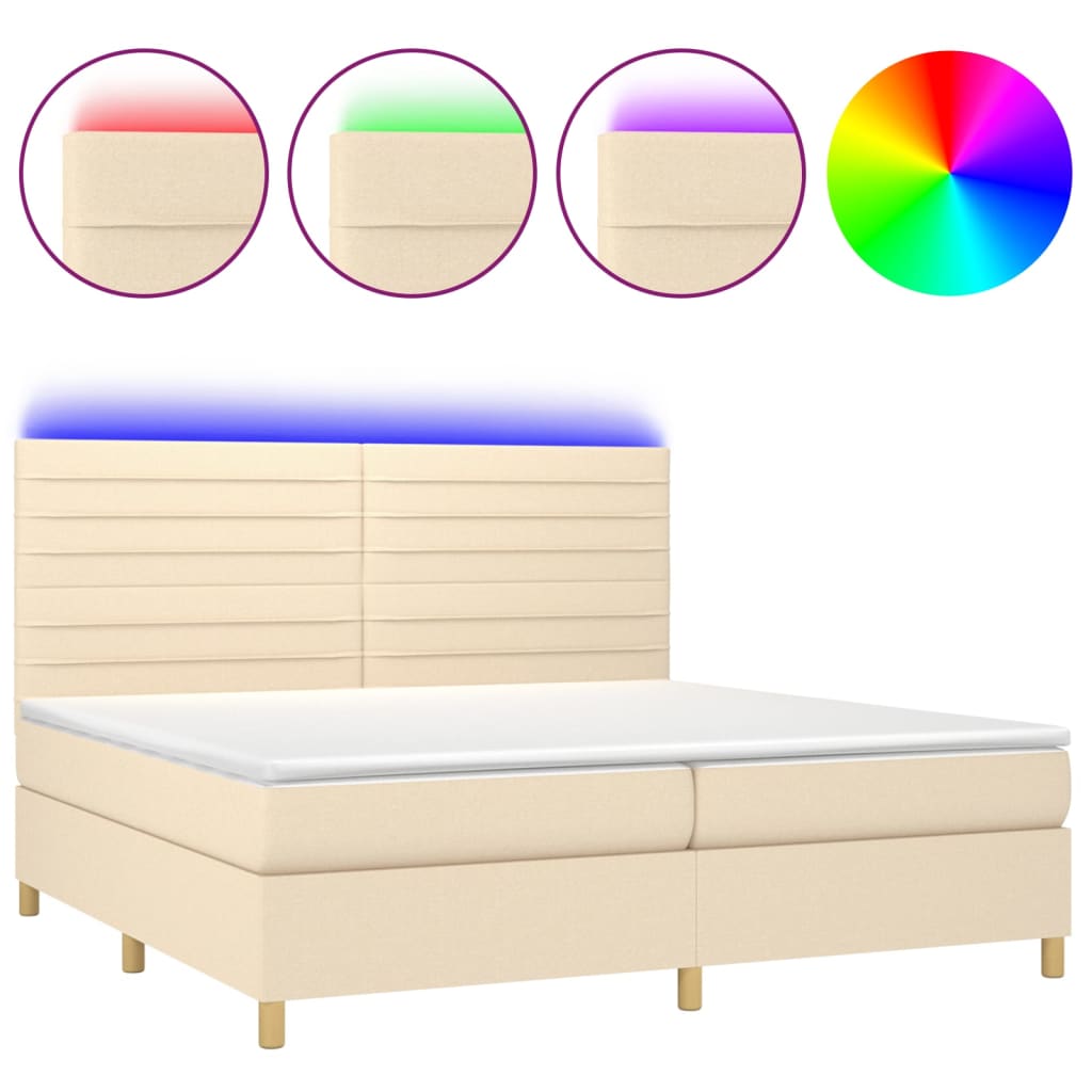 Letto a Molle Materasso e LED bianco 200x200cm in Tessuto - homemem39