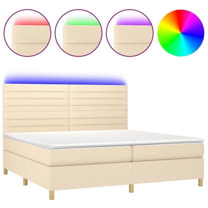 Letto a Molle Materasso e LED bianco 200x200cm in Tessuto - homemem39