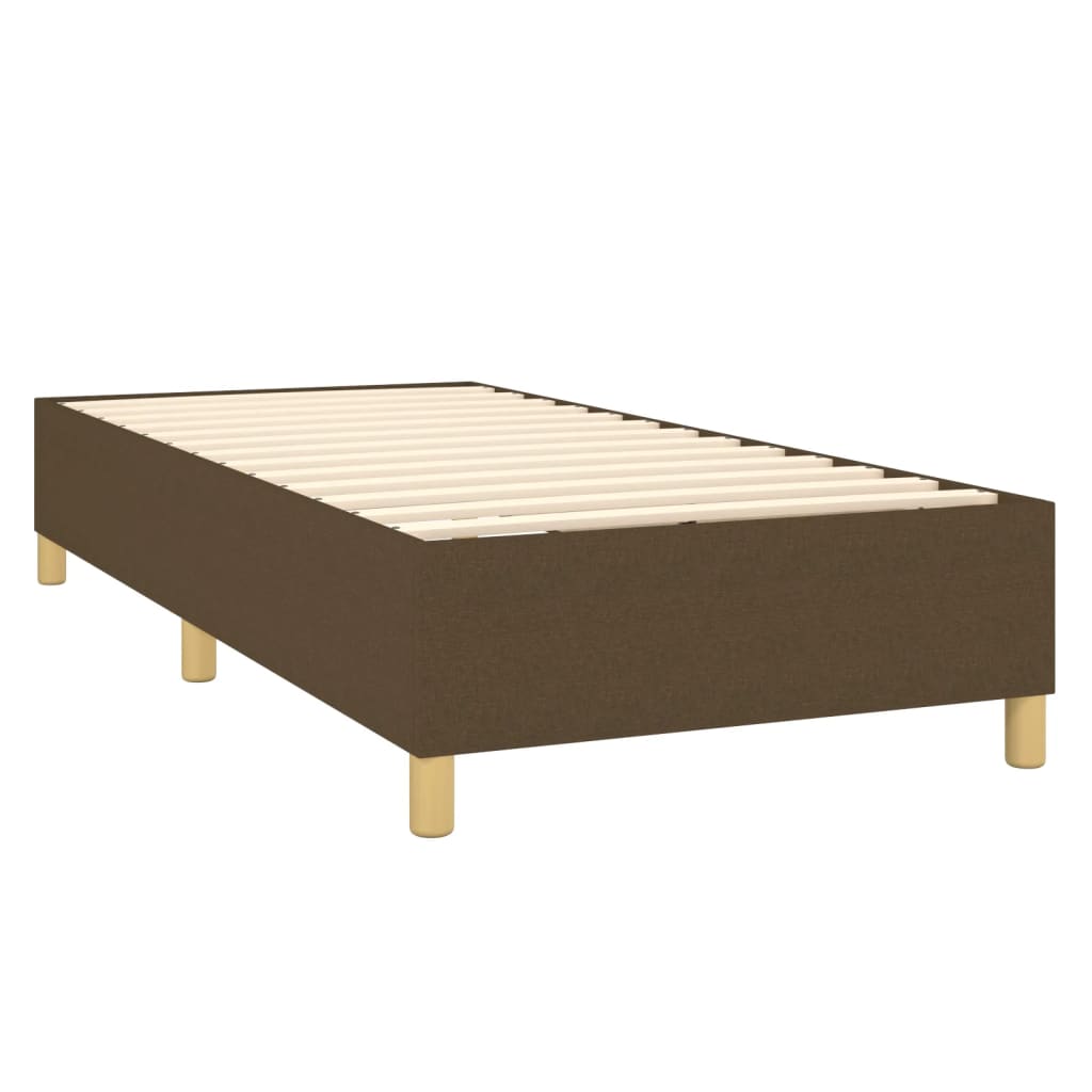 Letto a Molle Materasso e LED Marrone Scuro 90x190cm in Tessuto | homemem39