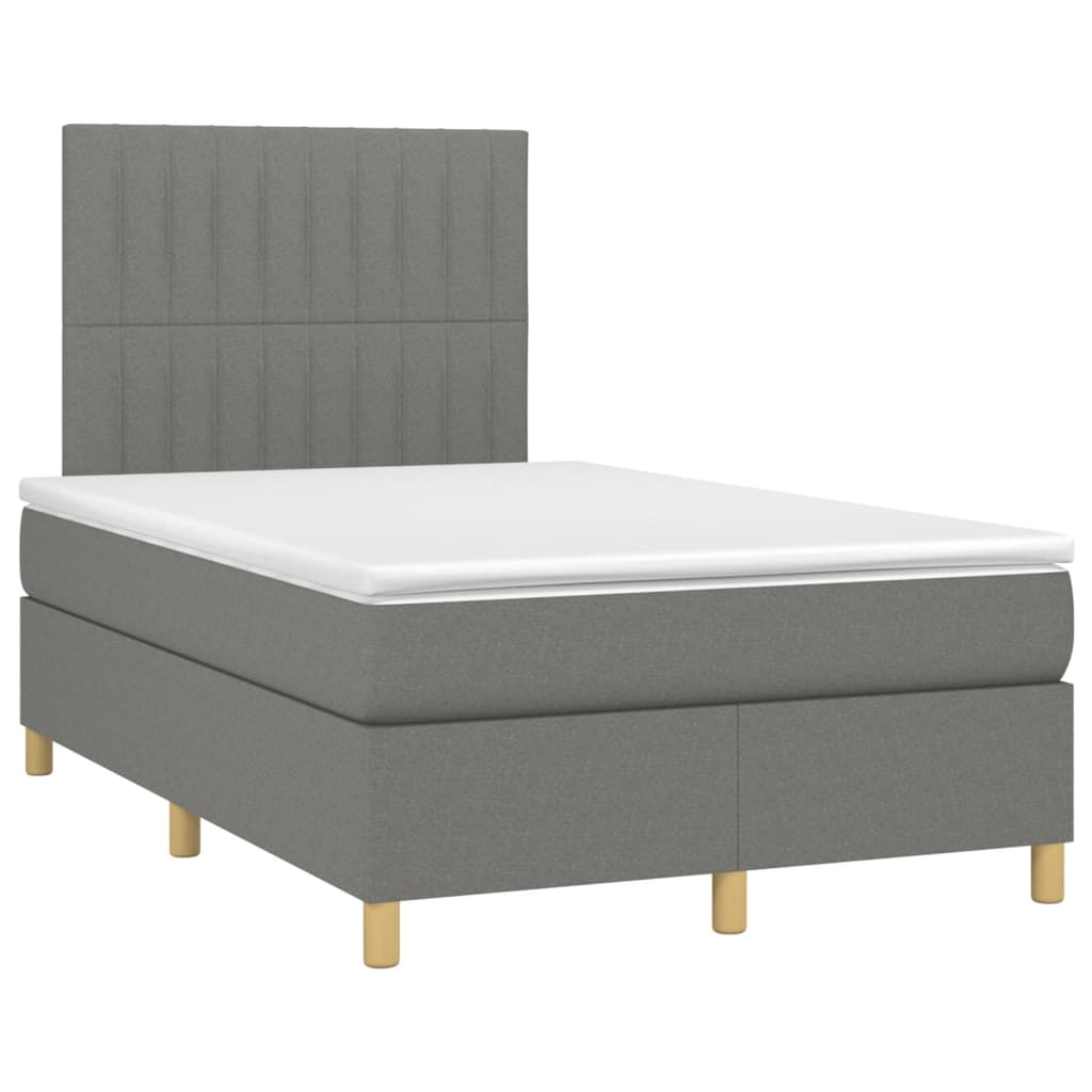Letto a Molle Materasso e LED Grigio Scuro 120x200cm in Tessuto | homemem39