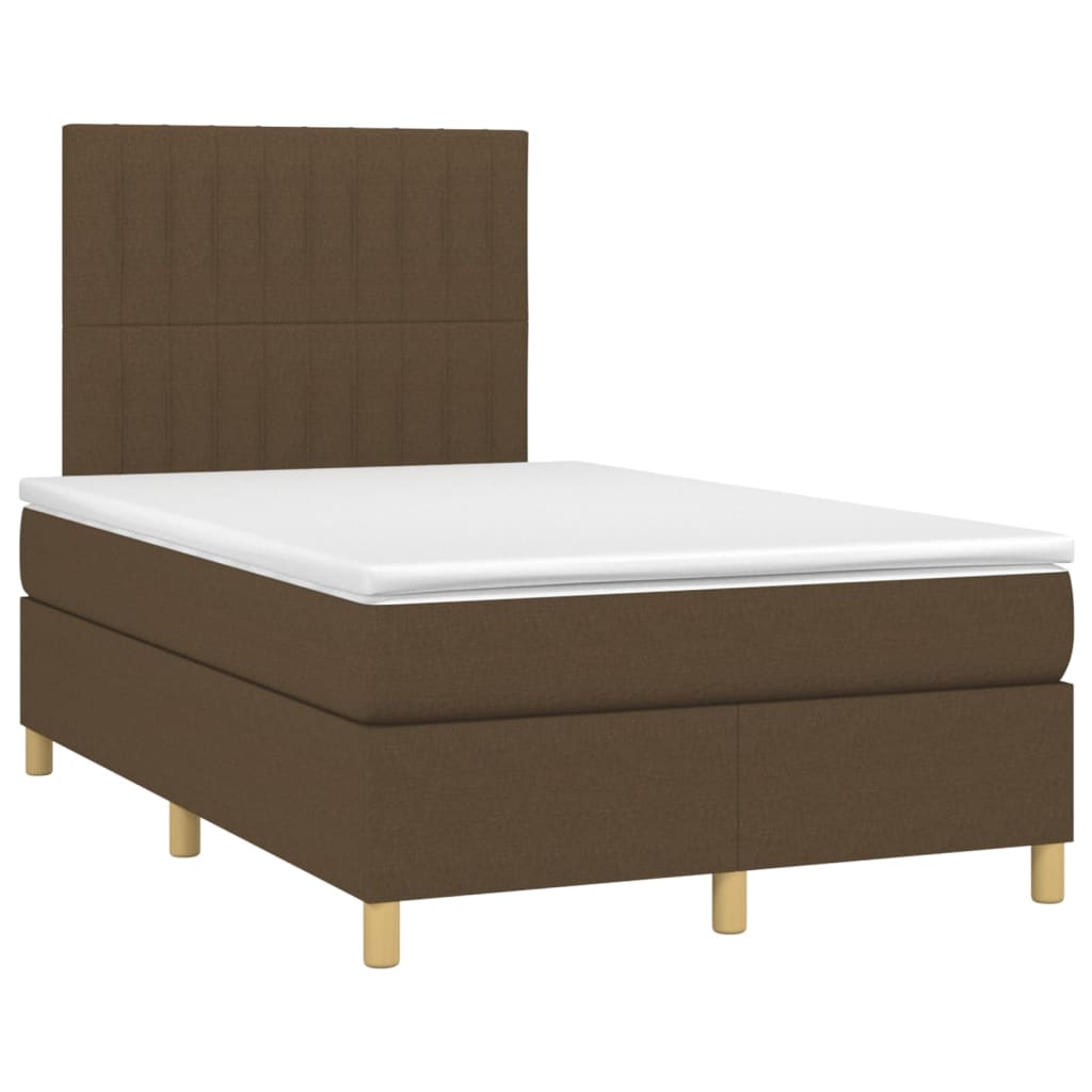 Letto a Molle Materasso e LED Marrone Scuro 120x200 cm Tessuto | homemem39