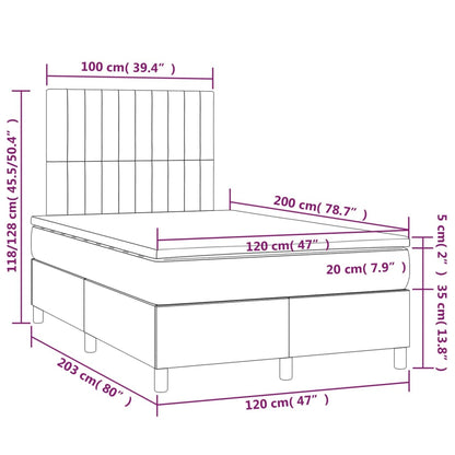Letto a Molle Materasso e LED Marrone Scuro 120x200 cm Tessuto | homemem39