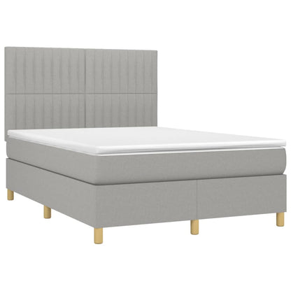 Letto a Molle Materasso e LED Grigio Chiaro 140x190 cm Tessuto | homemem39