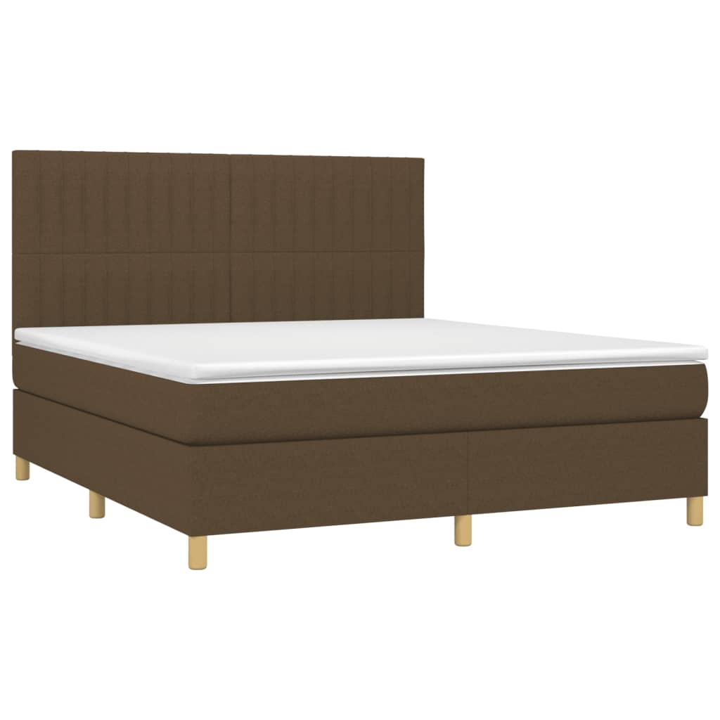Letto a Molle Materasso e LED Marrone Scuro 160x200 cm Tessuto | homemem39