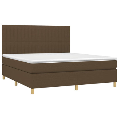 Letto a Molle Materasso e LED Marrone Scuro 160x200 cm Tessuto | homemem39