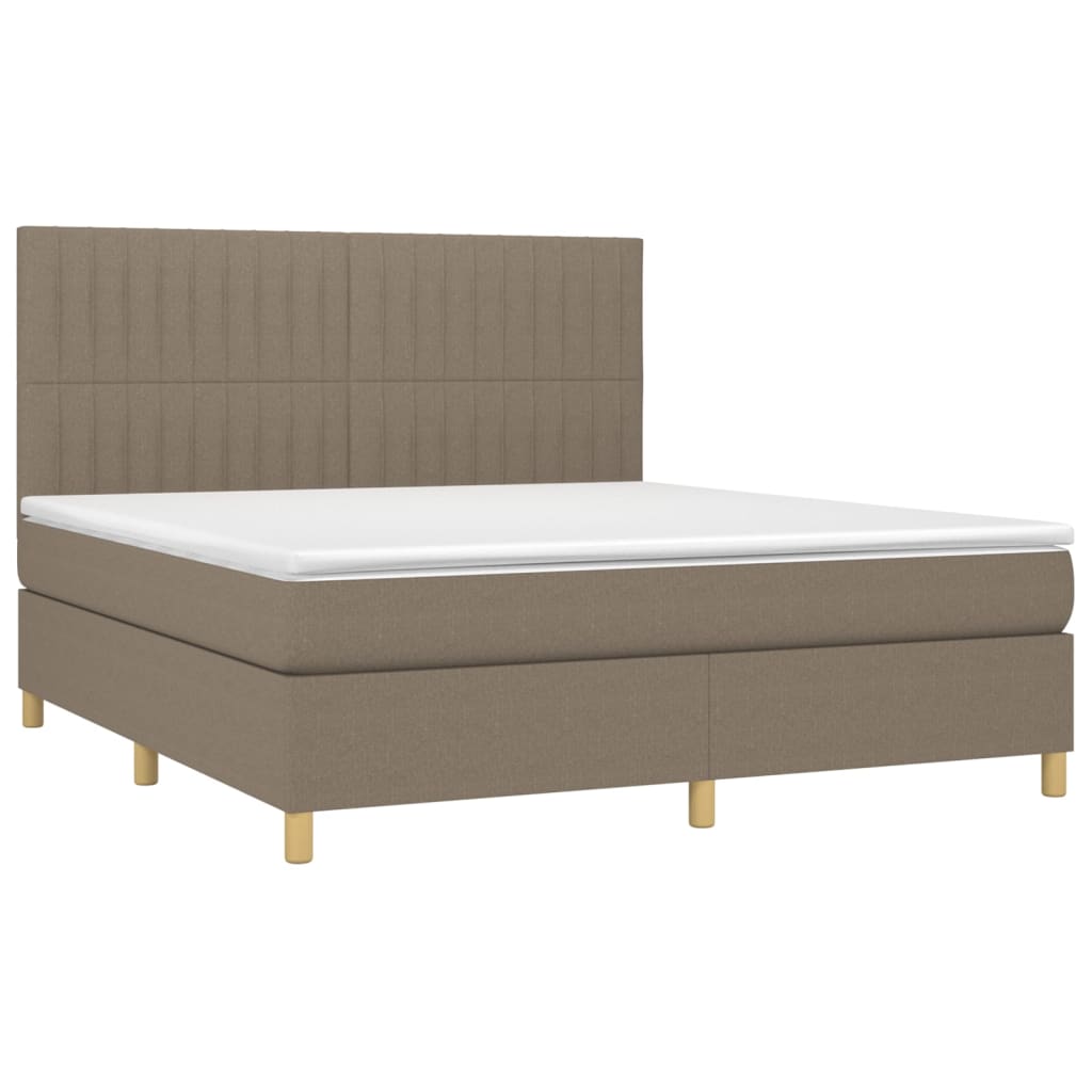 Letto a Molle con Materasso e LED Tortora 160x200 cm in Tessuto - homemem39