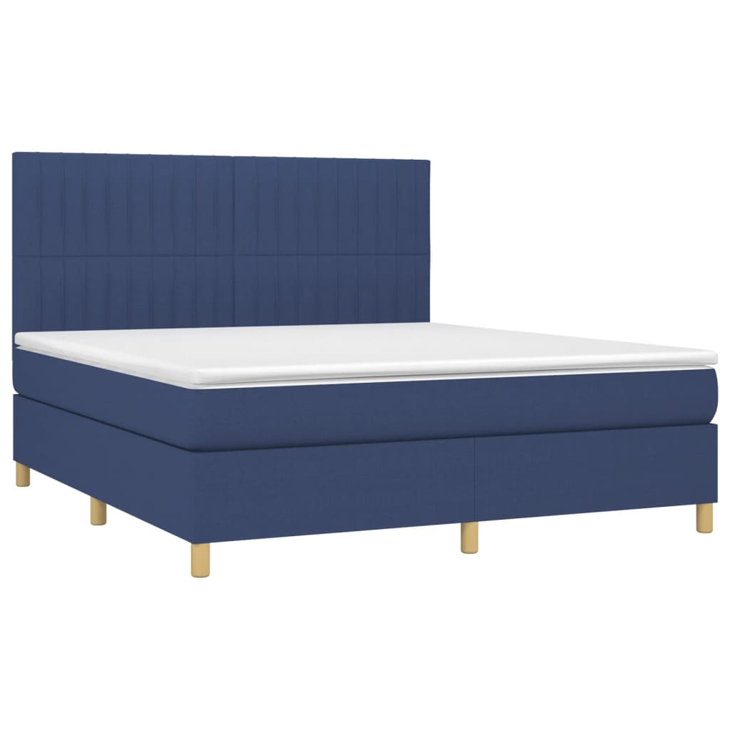 Letto a Molle con Materasso e LED Blu 180x200 cm in Tessuto | homemem39