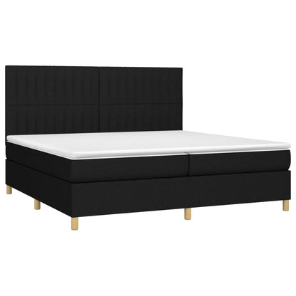Letto a Molle Materasso e LED Nero 200x200cm in Tessuto | homemem39