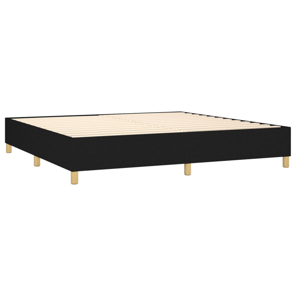 Letto a Molle Materasso e LED Nero 200x200cm in Tessuto | homemem39