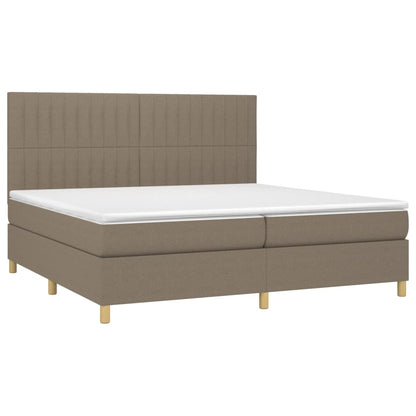 Letto a Molle Materasso e LED tortora 200x200cm in Tessuto | homemem39