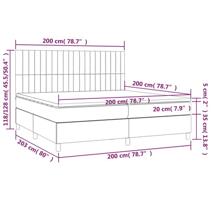 Letto a Molle Materasso e LED tortora 200x200cm in Tessuto | homemem39