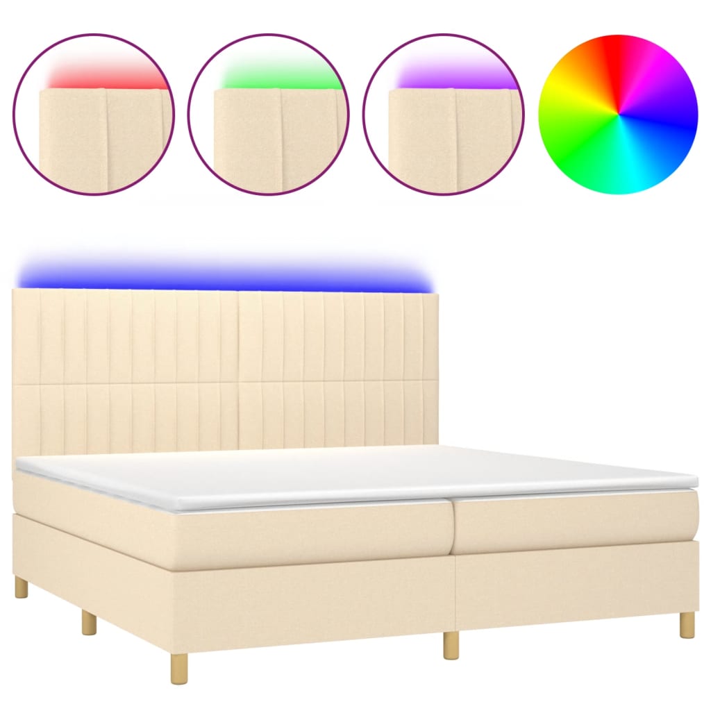 Letto a Molle Materasso e LED bianco 200x200cm in Tessuto - homemem39