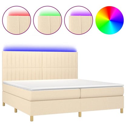 Letto a Molle Materasso e LED bianco 200x200cm in Tessuto - homemem39