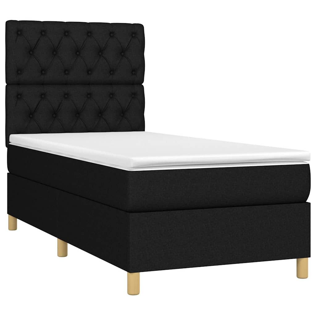 Letto a Molle con Materasso e LED Nero 80x200 cm in Tessuto | homemem39