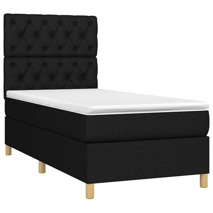 Letto a Molle con Materasso e LED Nero 80x200 cm in Tessuto | homemem39