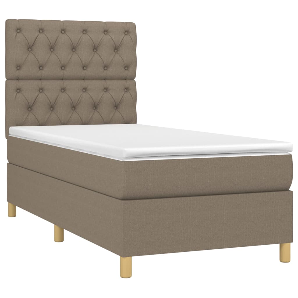 Letto a Molle con Materasso e LED Tortora 80x200 cm in Tessuto | homemem39