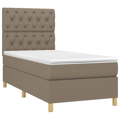 Letto a Molle con Materasso e LED Tortora 80x200 cm in Tessuto | homemem39