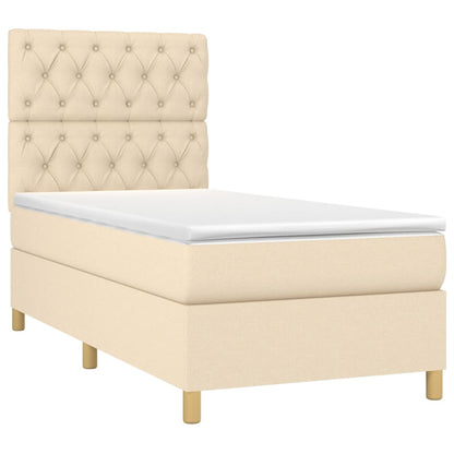 Letto a Molle con Materasso e LED Crema 80x200 cm in Tessuto | homemem39