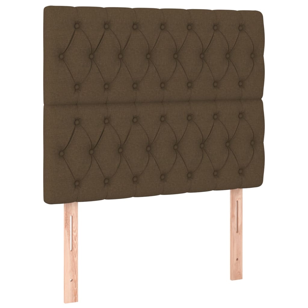 Letto a Molle Materasso e LED Marrone Scuro 90x190cm in Tessuto | homemem39