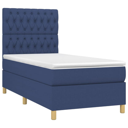 Letto a Molle con Materasso e LED Blu 90x190 cm in Tessuto | homemem39