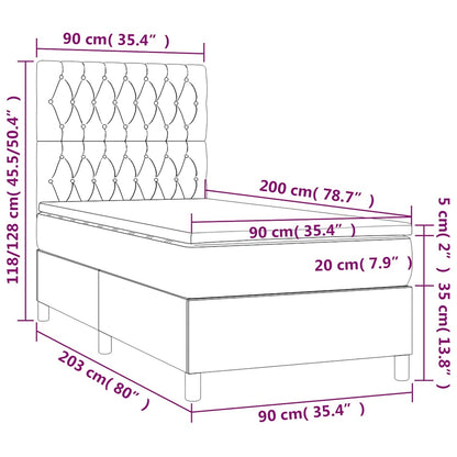 Letto a Molle con Materasso e LED Nero 90x200 cm in Tessuto | homemem39