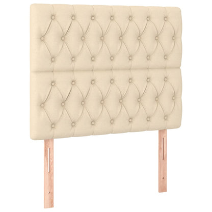 Letto a Molle con Materasso e LED Crema 100x200cm in Tessuto | homemem39