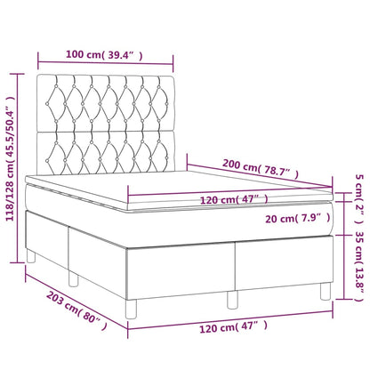 Letto a Molle con Materasso e LED Crema 120x200cm in Tessuto | homemem39