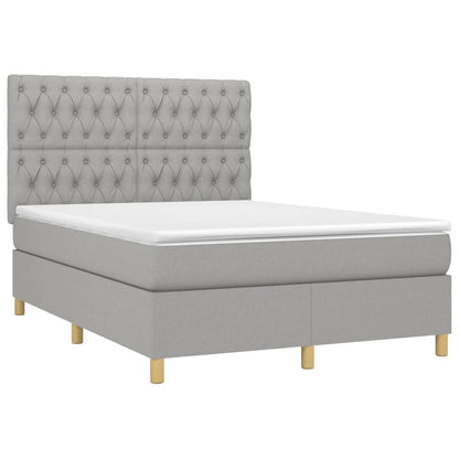 Letto a Molle Materasso e LED Grigio Chiaro 140x190 cm Tessuto | homemem39