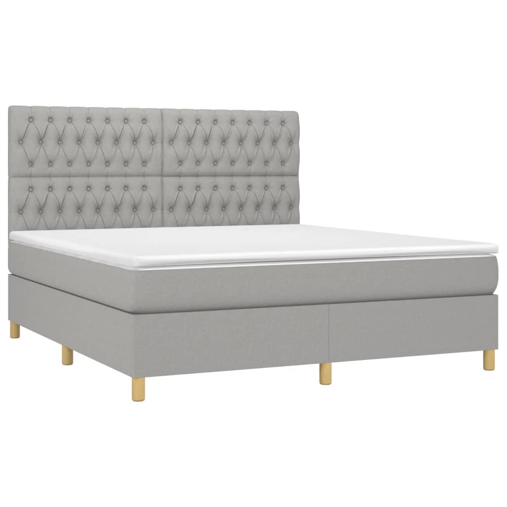 Letto a Molle Materasso e LED Grigio Chiaro 180x200 cm Tessuto - homemem39