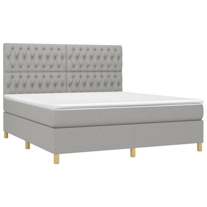 Letto a Molle Materasso e LED Grigio Chiaro 180x200 cm Tessuto - homemem39