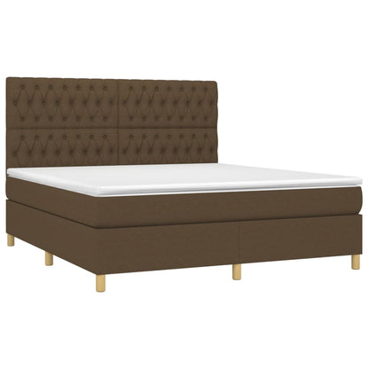 Letto a Molle Materasso e LED MarroneScuro 180x200cm in Tessuto | homemem39