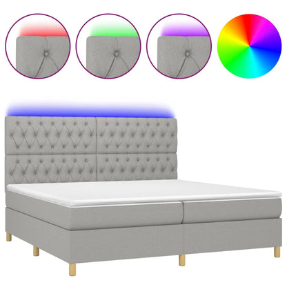 Letto a Molle Materasso e LED Grigio Chiaro 200x200 cm Tessuto - homemem39
