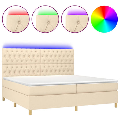 Letto a Molle Materasso e LED bianco 200x200cm in Tessuto - homemem39