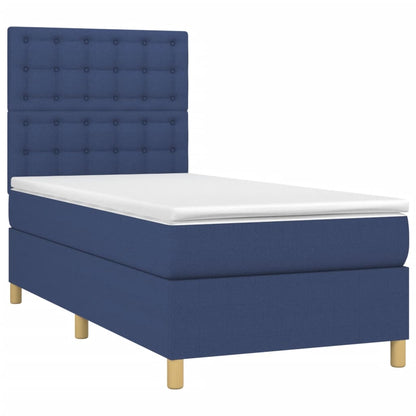 Letto a Molle con Materasso e LED Blu 90x190 cm in Tessuto - homemem39