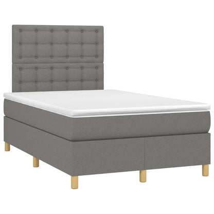 Letto a Molle Materasso e LED Grigio Scuro 120x200cm in Tessuto | homemem39