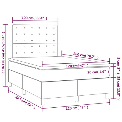 Letto a Molle Materasso e LED Marrone Scuro 120x200 cm Tessuto | homemem39