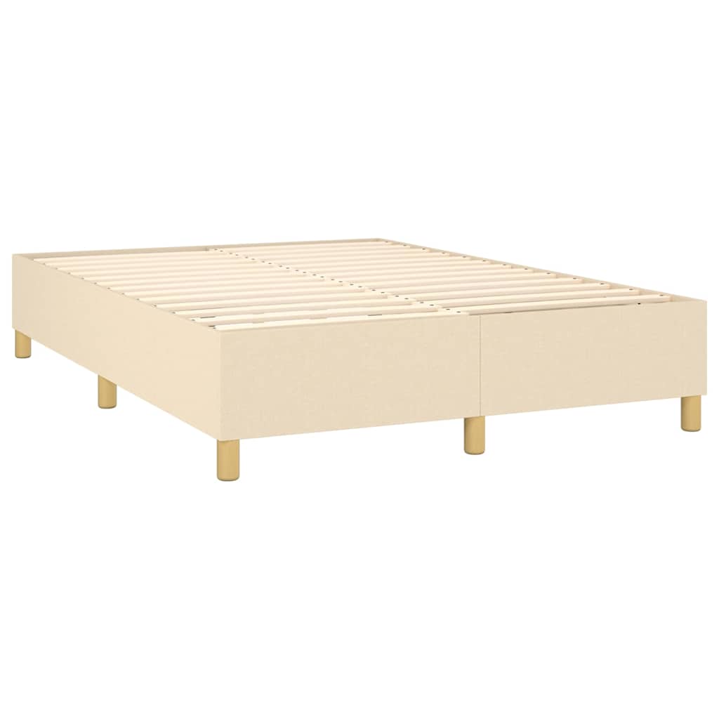 Letto a Molle con Materasso e LED Crema 140x190 cm in Tessuto