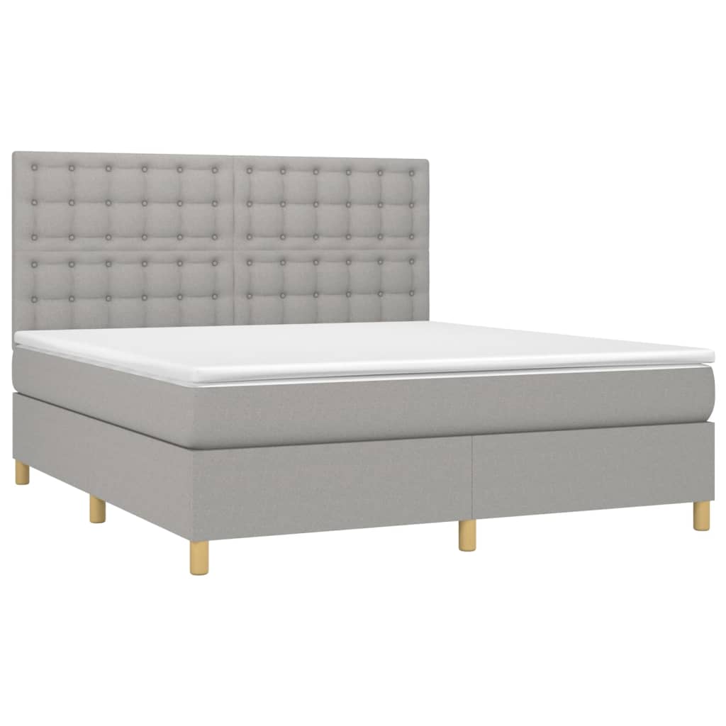 Letto a Molle Materasso e LED Grigio Chiaro 160x200 cm Tessuto - homemem39
