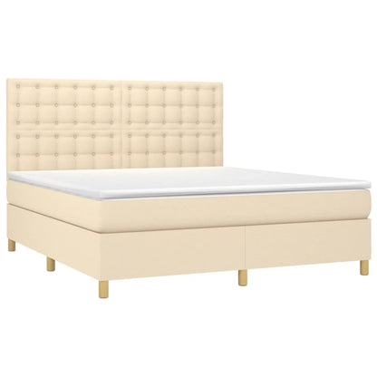 Letto a Molle con Materasso e LED Crema 180x200 cm in Tessuto | homemem39