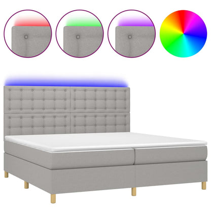 Letto a Molle Materasso e LED Grigio Chiaro 200x200 cm Tessuto - homemem39