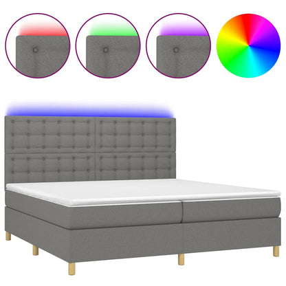 Letto a Molle Materasso e LED Grigio Scuro 200x200cm in Tessuto - homemem39