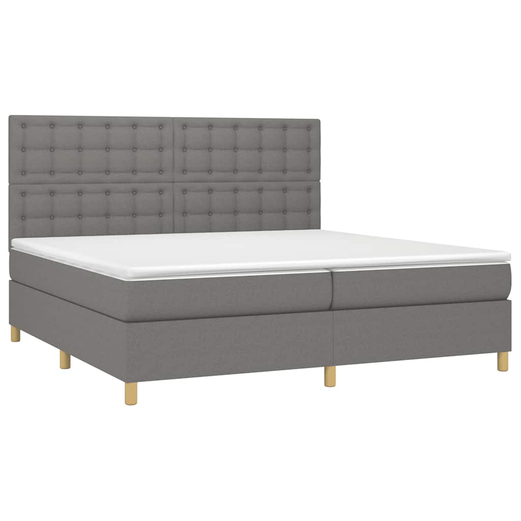 Letto a Molle Materasso e LED Grigio Scuro 200x200cm in Tessuto - homemem39