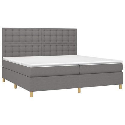 Letto a Molle Materasso e LED Grigio Scuro 200x200cm in Tessuto - homemem39