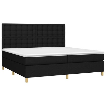 Letto a Molle Materasso e LED Nero 200x200cm in Tessuto - homemem39